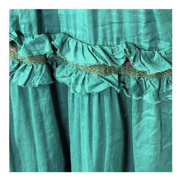 Urban Outfitters Lux Steampunk Victorian Green Ruffle Midi Dress Size 5 - Picture 10 of 16
